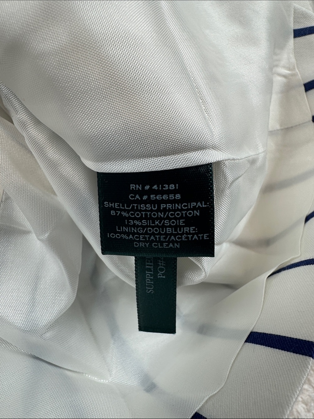Lauren Ralph Lauren Cotton Silk White Blue Striped Blazer Jacket Women’s 4P - Picture 3 of 11